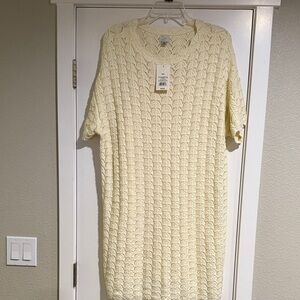 A New Day Cream Knit Lined Sweater Dress